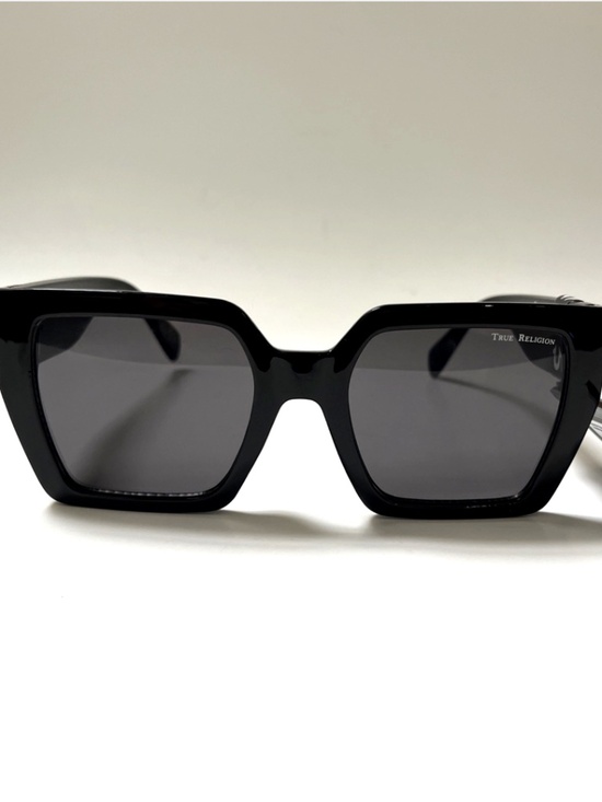 New TRUE RELIGION Square Sunglasses Oversized Acetate Black Gold Rhinestones XXX